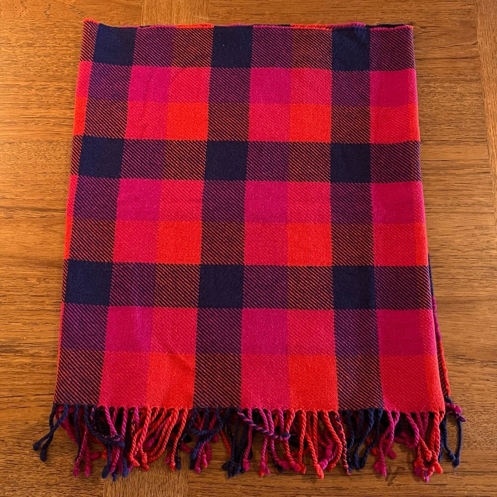 Coach wool blanket scarf in tartan pattern